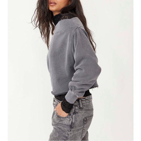 NWT Free People Bri Pullover/Poppyseed Sweatshirt Size XS - Picture 3 of 12